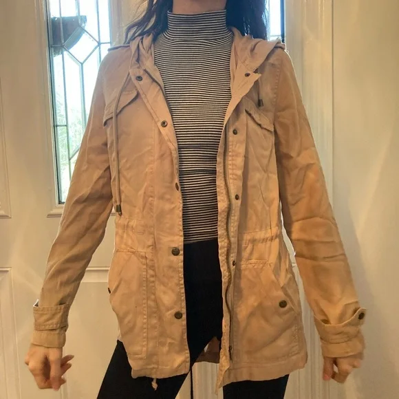 Max jean stencil tan womens zip hooded jacket size Xs - Picture 4 of 8